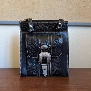 American West Hand Tooled Leather Purse Handbag